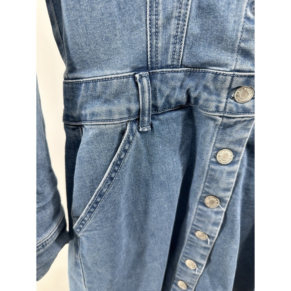 New York & Company Long Sleeve Denim Button-Front Mini Jean Dress Pockets Sz S - Picture 3 of 12